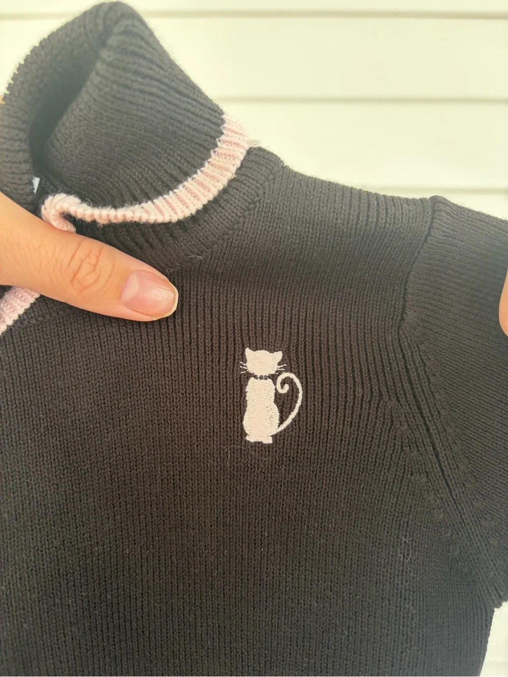 Gymboree Vintage Y2K Sweater Dress Size 3 NWT Black Pink Cat Turtleneck Dress